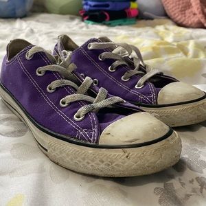 Purple converse shoes